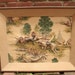 vintage hunting dog art print framed, 3-D, trapunto, cottage cabin decor, spaniels, hunting scene gift for him
