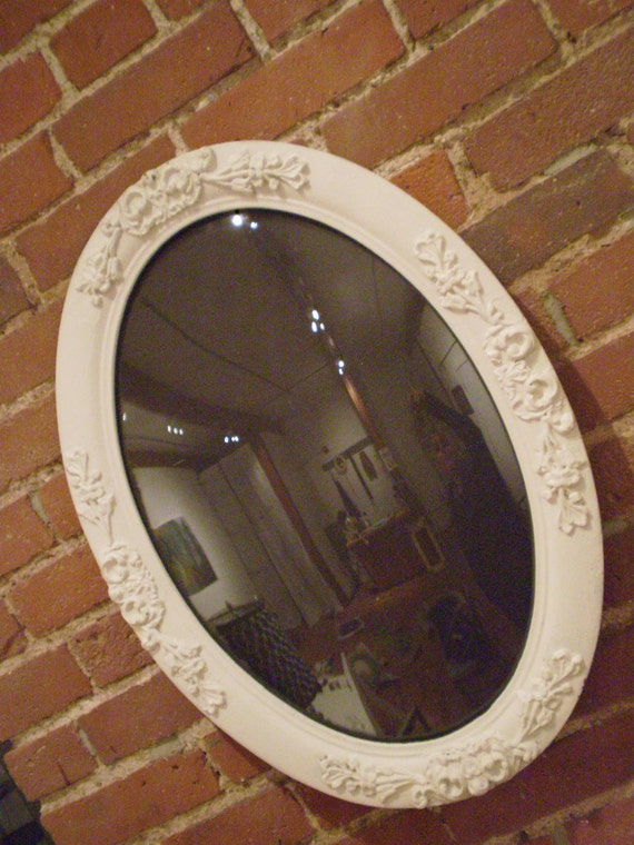 Antique white frame with domed glass by SweetAtmosphere on Etsy