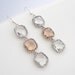 SUPER SALE Champagne Pink Earrings - Clear White Bridesmaids Earrings Triple Czech Glass Square Long Dangle Earrings