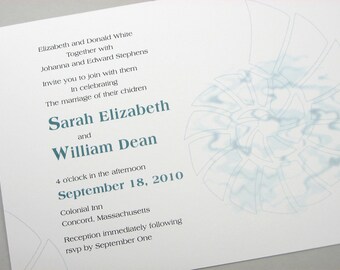 Beach Wedding Invitation Bold Teal Blue Nautilus Shell Modern Seaside Spiral Ocean Custom Invite