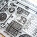 Structural Hardware Clear Art Stamps with Text with Gates, Column, Door Knobs, Fence, Cornices - Clear Rubber Stamps 16 Pcs