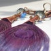 Purple peacock earrings -one of a kind - Handmade copper dangle earrings