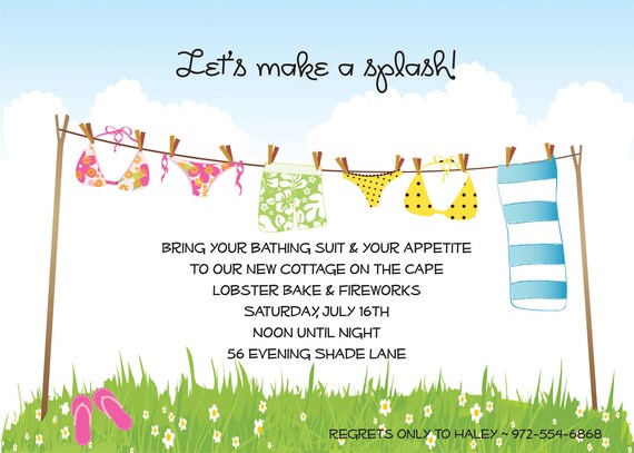 Beach or Swimming Pool Party - Invitation Il_570xn