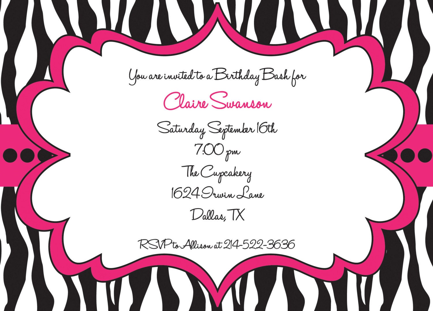 Zebra Birthday Invitations For Girls 9