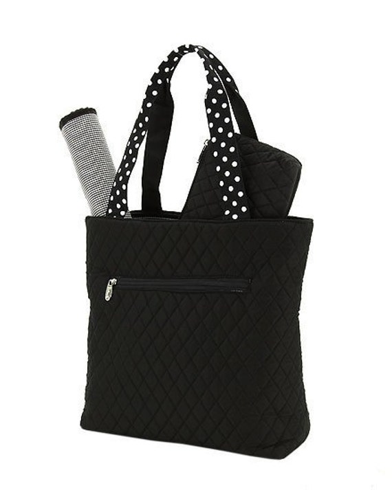Diaper Bag Personalized Quilted Black White 3pc Set