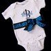 Personalized Zebra Ribbon Onesie Turquoise or Fuchsia