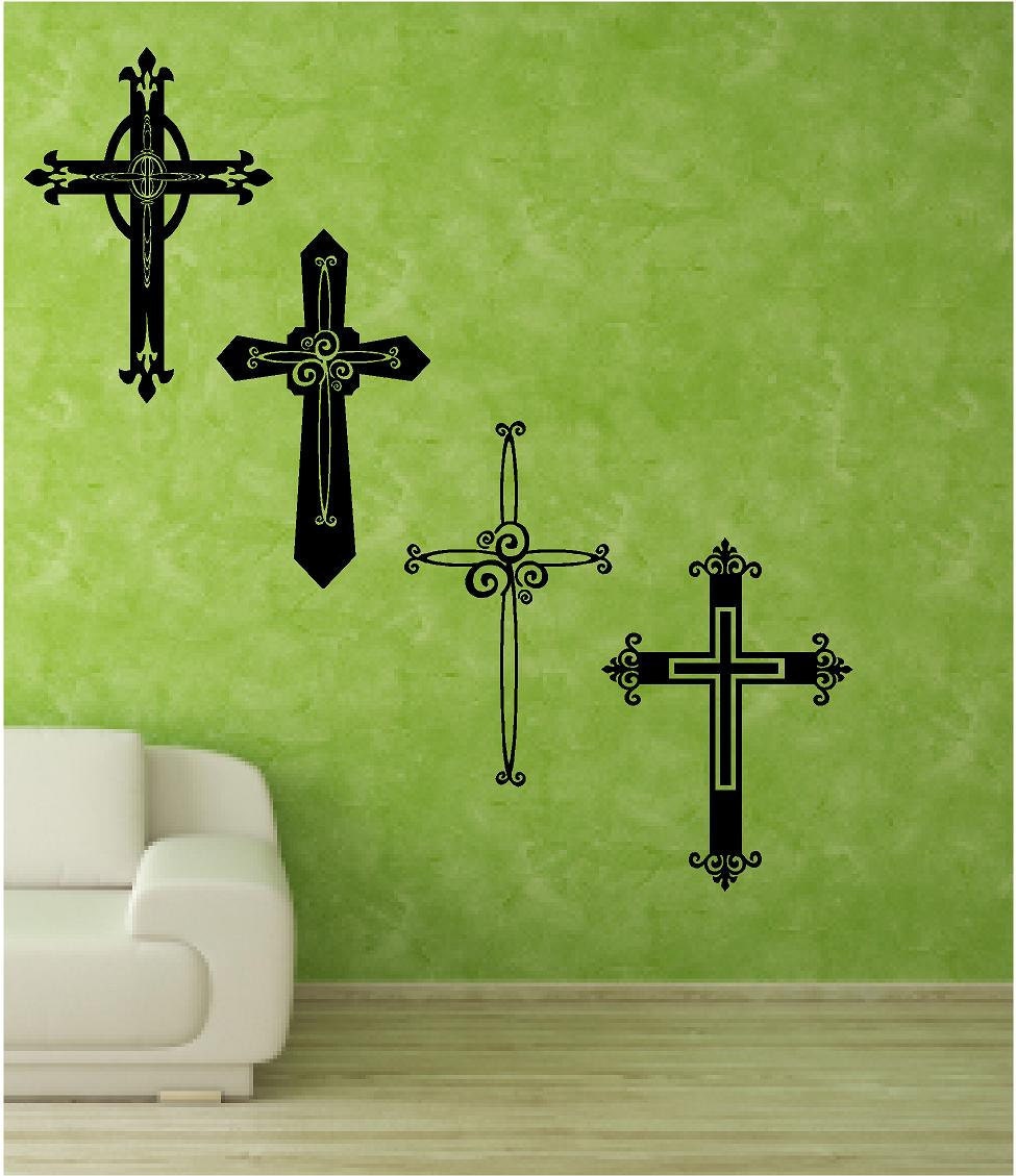 Vinyl Wall Art Elegant Cross group of 4 by vinylartstudio