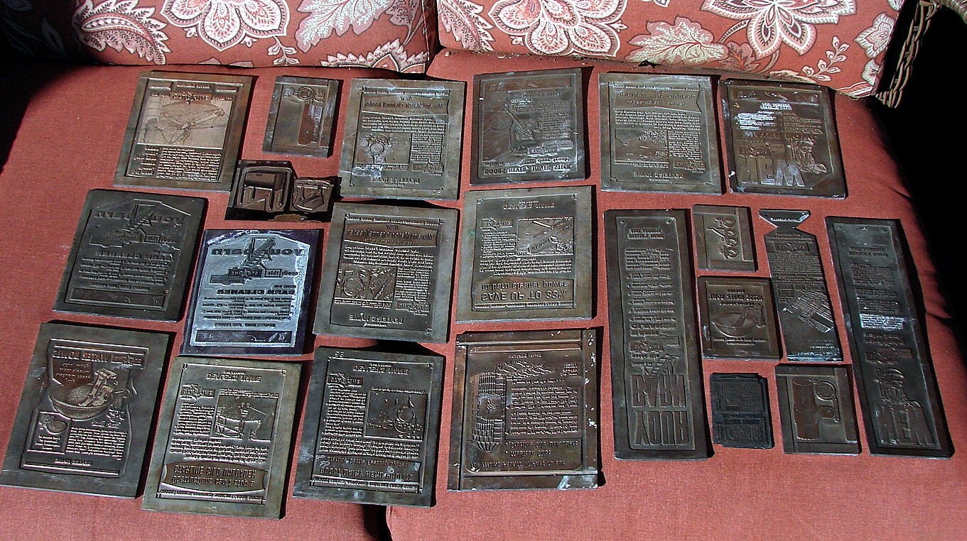 Old Advertising Printing Press Plates Heavy Lead and other