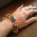 Colorful Festive Wire Wrapped Bracelet with Copper Toggle Clasp and Matching Earrings by Afterwork