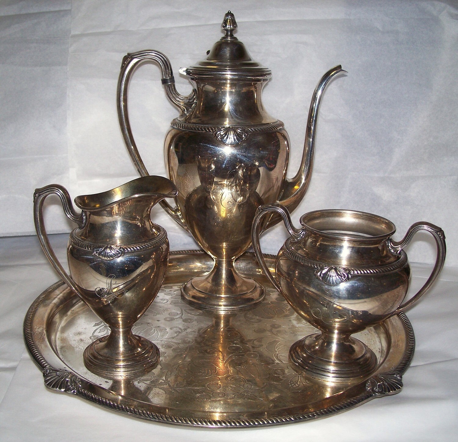 Tea Service Set International Silver by DrinkNDrawArtbyRenee