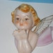 Vintage Porcelain Pink Angel with Posy of Pink Roses