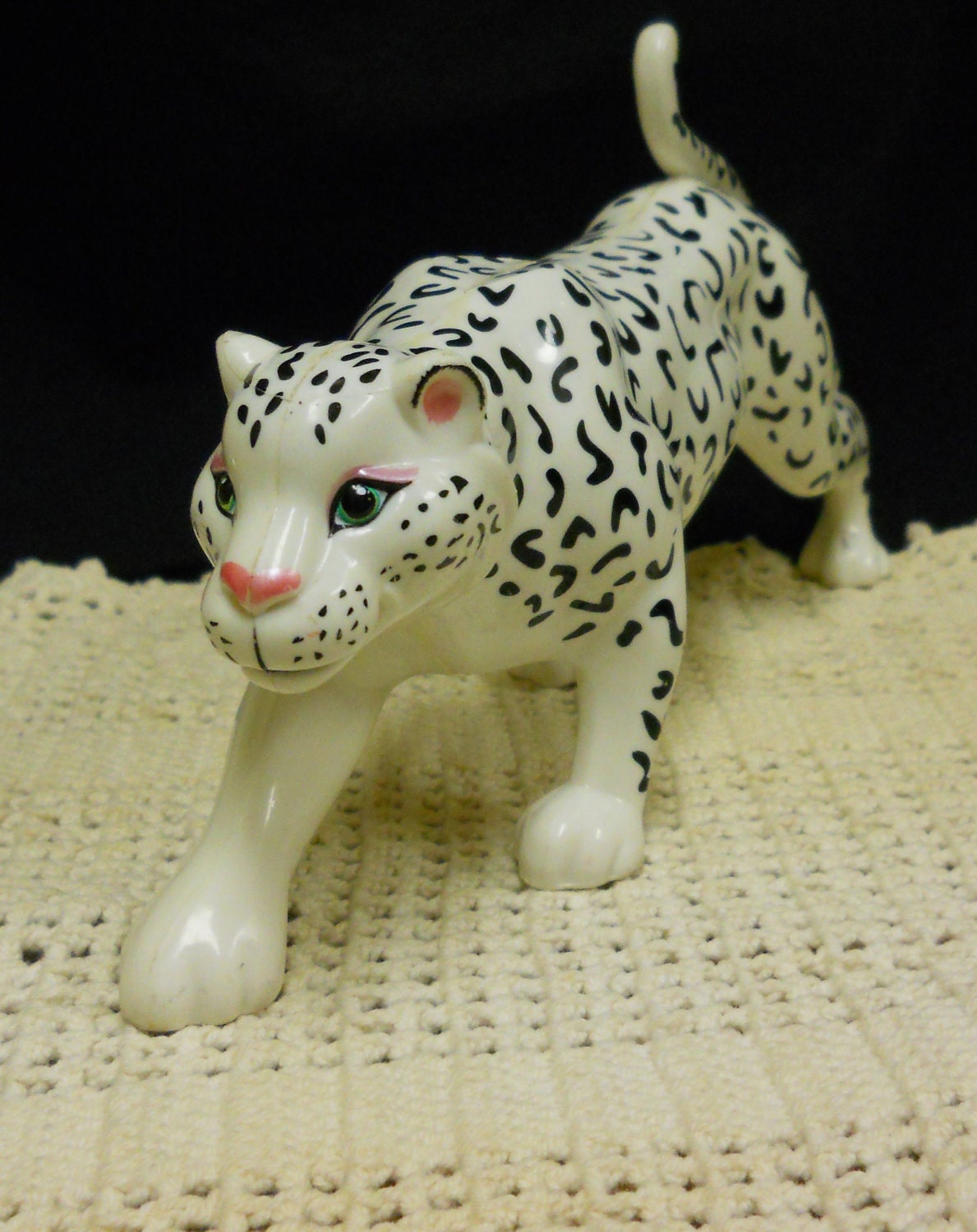 Large White Leopard Toy Plastic Mattel Vintage 1985