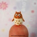 Super Tiny Owl Brown 07 Fat Micro crochet miniatures collectibles toys, OOAK