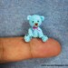 Tiny Mohair Bear - 1 Inch Miniature Teddy Bear - Blue Bear Plush Toy - Micro Crochet Bears - Pink Bow