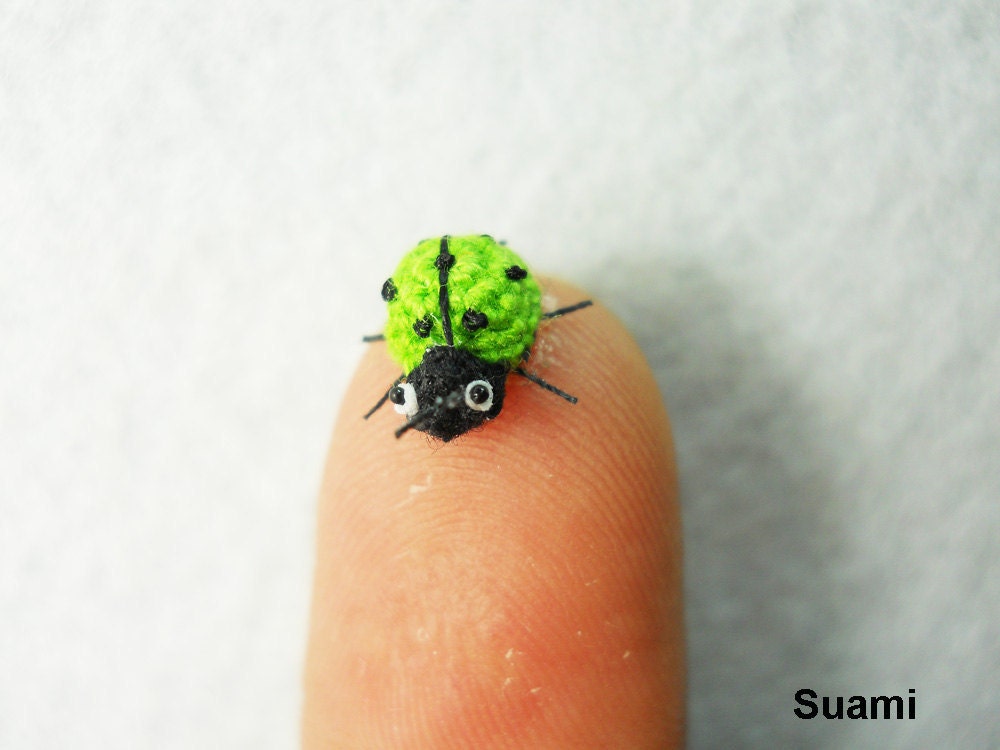  Green Ladybug  Micro Crochet Miniature Ladybug 