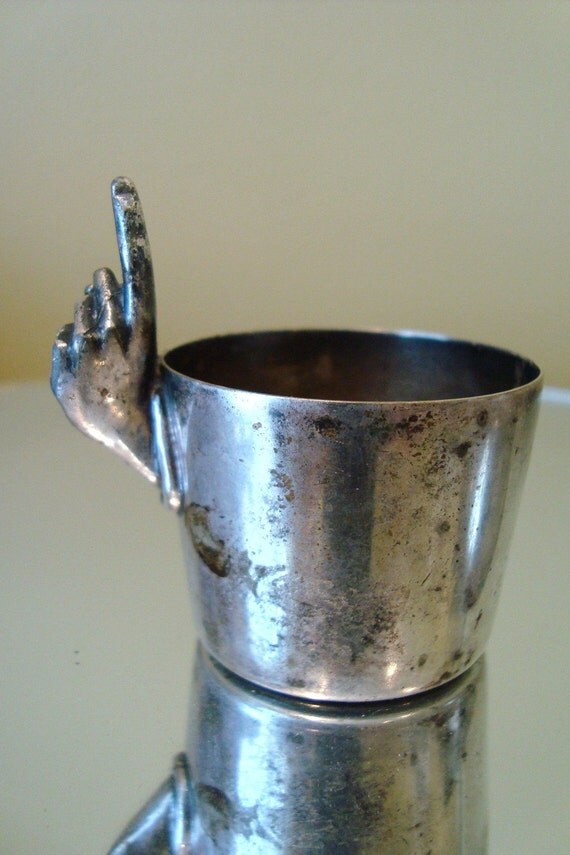 Vintage Napier Shot Glass Jigger Silverplate One Finger