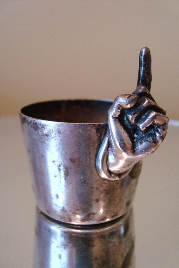 Vintage Napier Shot Glass Jigger Silverplate One Finger