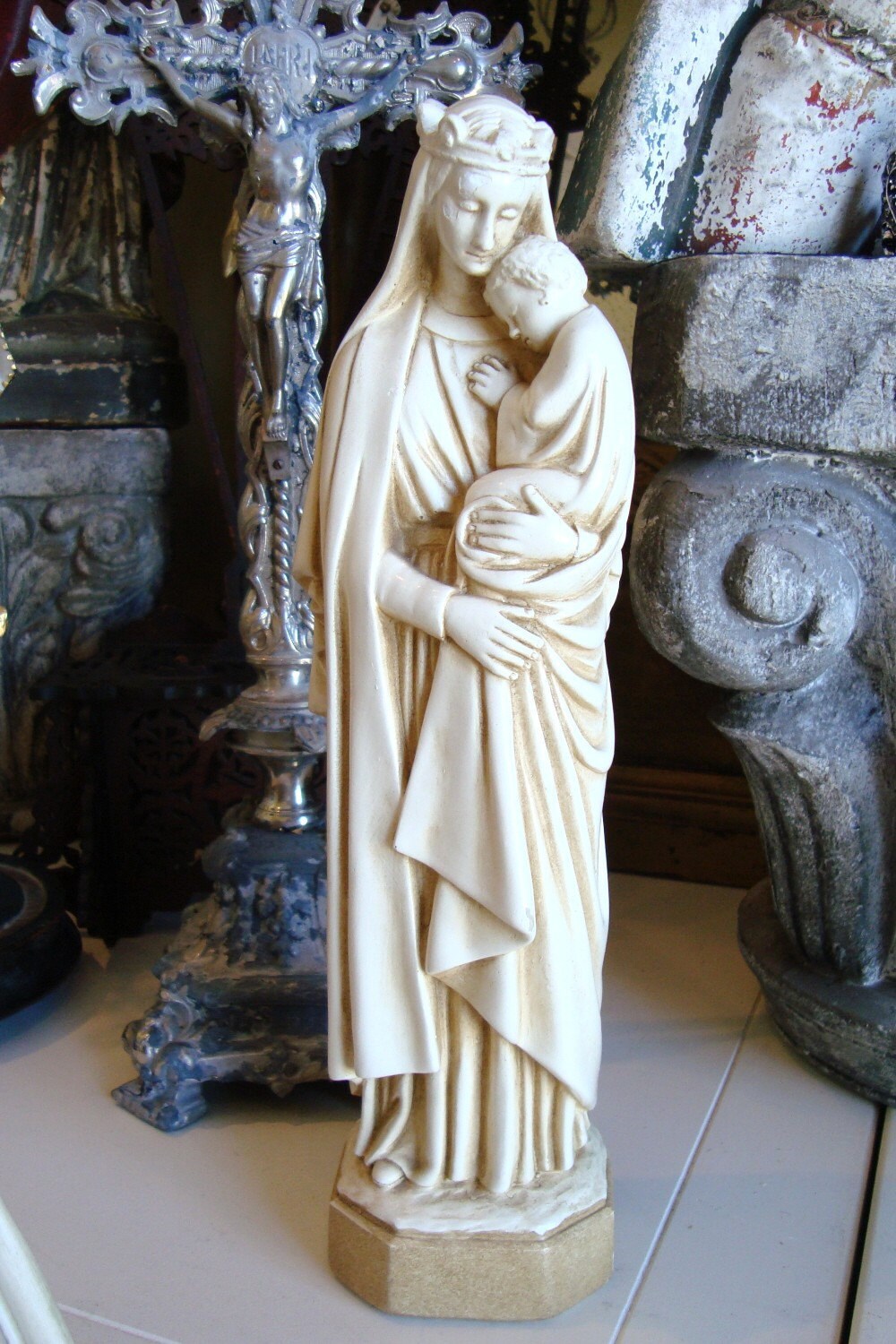 RESERVE for marytierney: Antique Mary Queen of Heaven Statue