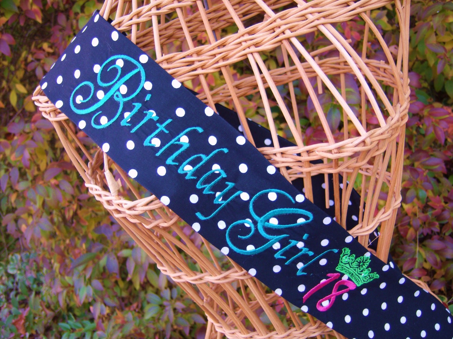 Birthday Sash Embroidered Sash Birthday girl custom any number