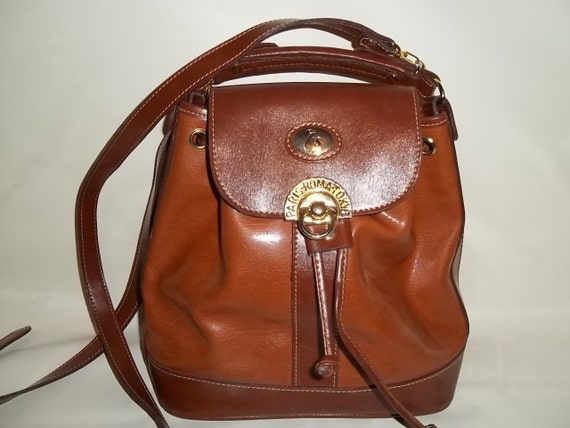 Vintage Leather Bucket Bag with Handle Paris Roma Tokyo Save