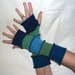 Teal, Blue and Green Arm Warmers with THumb Holes made from Recycled Sweaters - MEDIUM - Repurposed