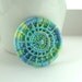 green brooch pin - Dorset button brooch in shades of blues, light green and lemon yellow, OOAK badge