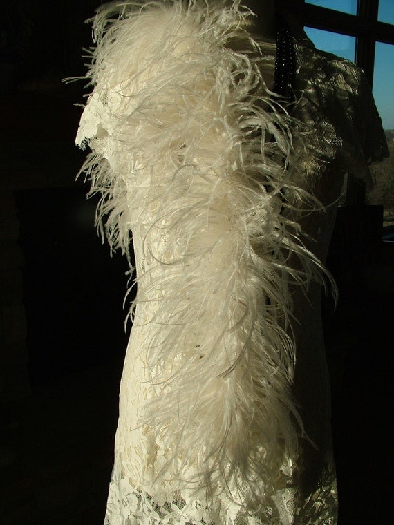 Vintage style ostrich feather boa with ribbon ties wedding