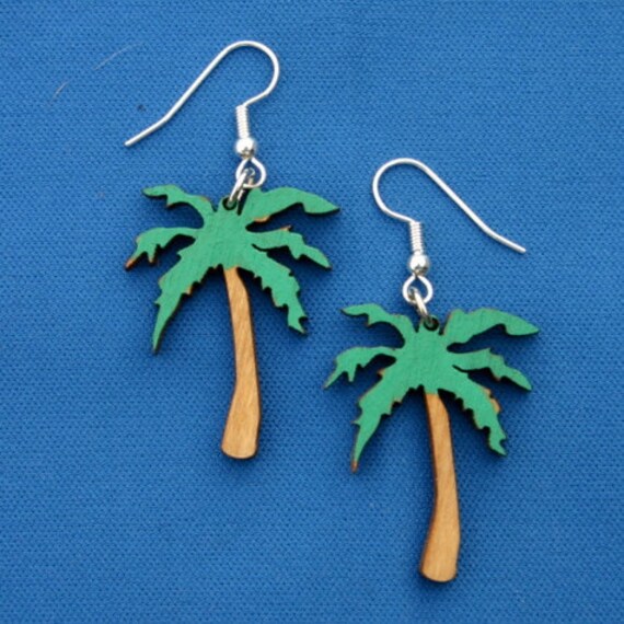 Palm Tree Earrings by WoodWearbyandrea on Etsy