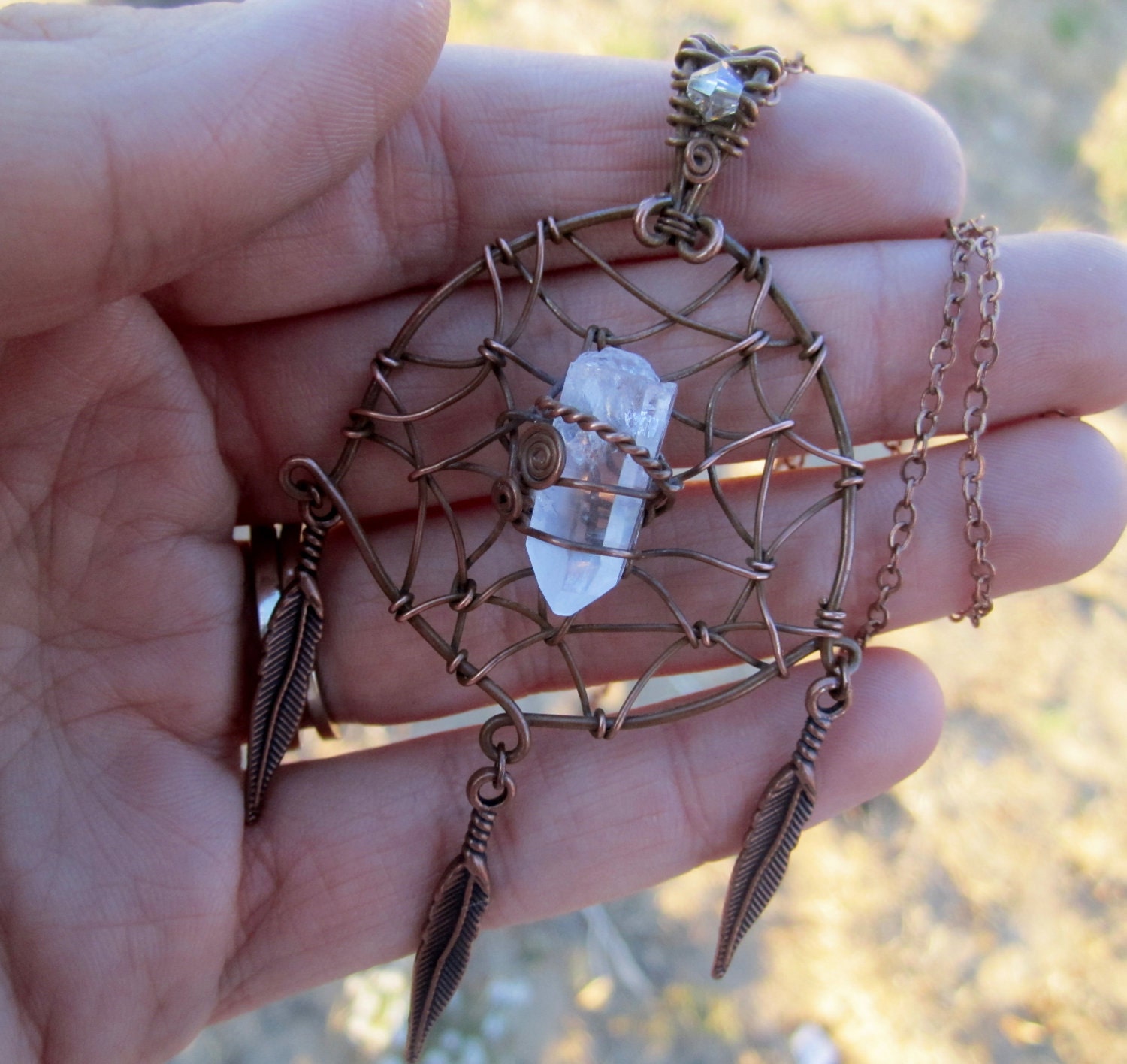 Healing Crystal Quartz Dream Catcher