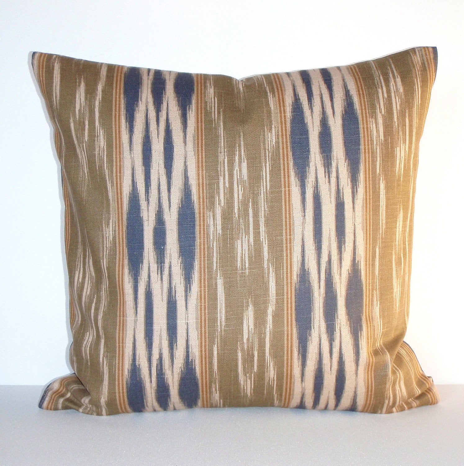 Beige Pillow Cover Southwest Blue Stripe by couchdwellers on Etsy