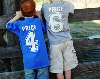 Sporty Jersey Birthday Tee for Boys..........Number on Front and Back with Name