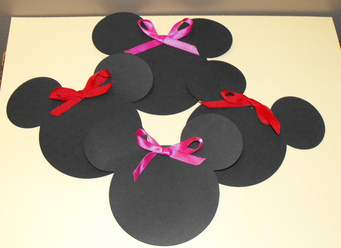 Minnie Mouse with Pink and Red Ribbon Die Cuts Minnie Mouse