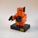 Orange Robot Art, Desktop Sculpture, Handmade Found Object Assemblage