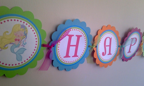 Under the Sea Mermaid Birthday Banner -Happy Birthday Banner -Mermaid Banner -Birthday Banner -Mermaid Party Il_570xn