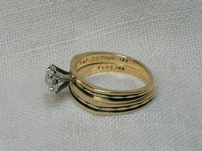 Vintage Wedding Ring Set Retro Cool 1970s Modern Design