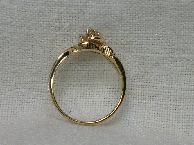 Vintage Wedding Ring Set: Diamond Floral Rustic 1970s