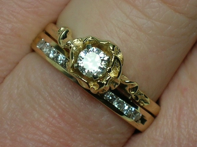 Vintage Mixed Wedding Ring Set Rose NW 1970s Channel Set