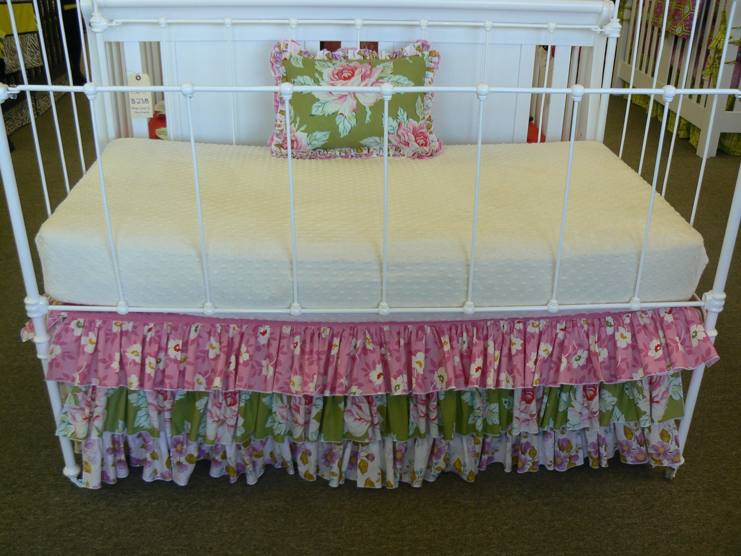 3 Tiered Ruffled crib skirt MADE TO ORDER