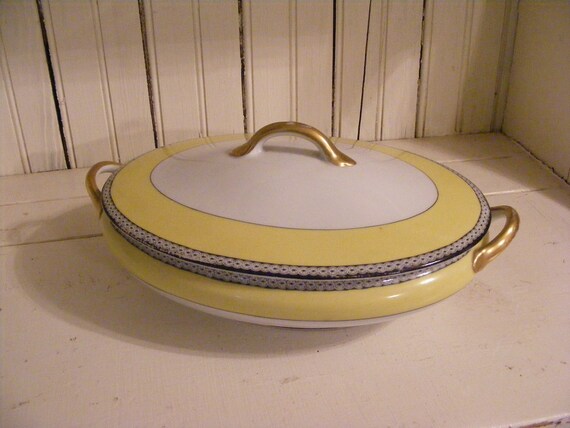 Yellow Covered Serving Dish/Bowl-Kokura China by ThisGirlsStuff