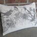 Decorative Pillows Bird Floral Print Grey Ivory 12" x 16"