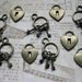 10 Charms: 5 heart locks charms and 5 key charms - C183