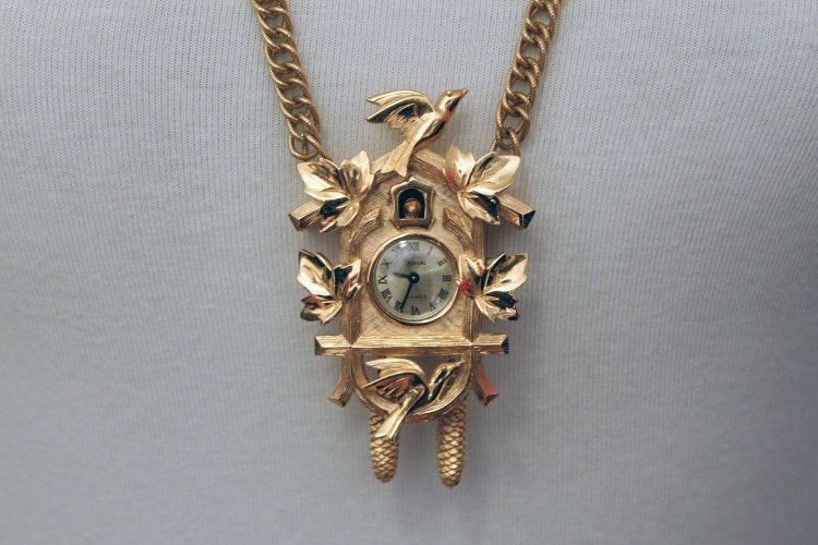Trifari Cuckoo Clock Watch Necklace by ACCENTHANDMADE on Etsy