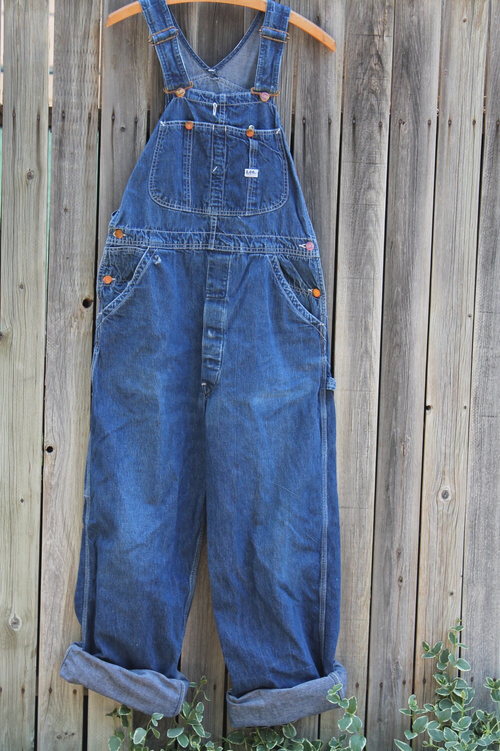 vtg denim bib overalls LEE union made UNISEX