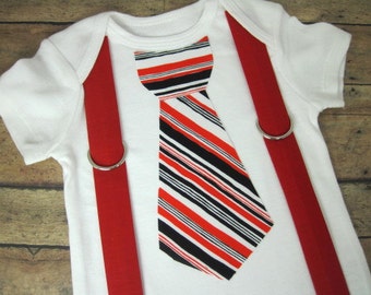 Items similar to Brown Argyle Tie with Suspenders Toddler Shirt on Etsy