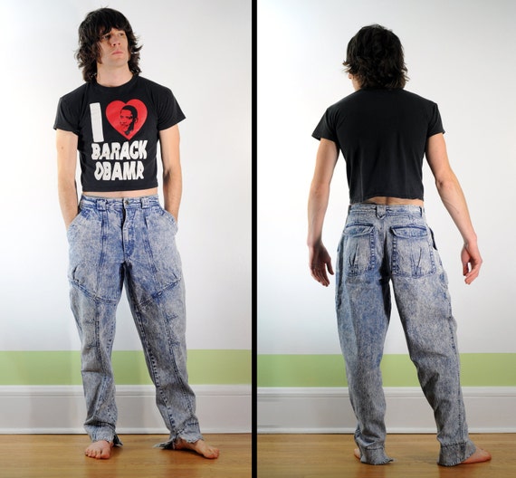 bugle boy acid washed denim jeans 80s skater surfer style