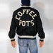40s 50s Baseball Gang Team Satin Bomber Jacket Wool Lined COFFE POTS