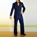 70s Mens Suit Double Breasted Wide Leg Trousers Huge Peaked Lapels Royal Blue 38R 40R