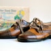 50s 60s Mother Goose children women shoes 1950 1960 brown leather two tone cap toe NOS original box Lucky 7