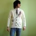 80s Cream White Cardigan Dog Sweater Bone Buttons Super Soft Medium Large Lucky 7