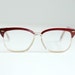 wayfarer glasses, burgundy clear, plaid pattern, braided gold metal, France, Lucky 7